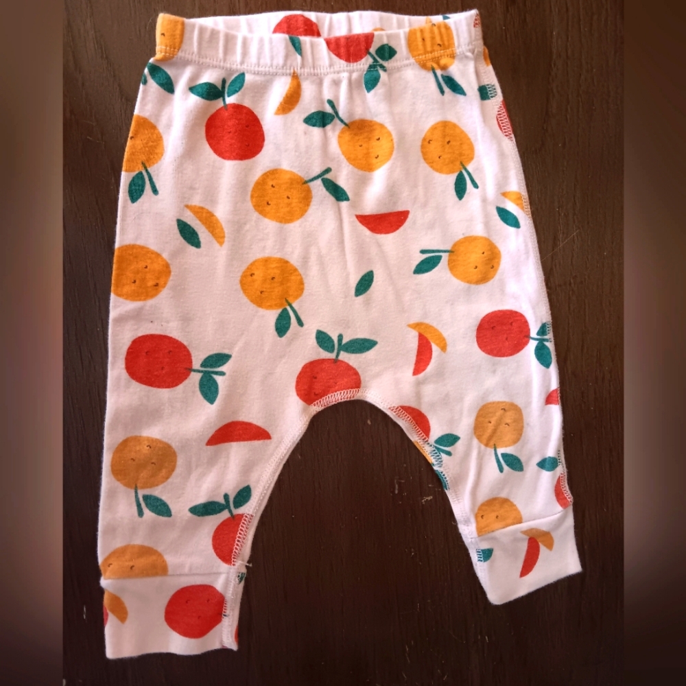 Hanna Andersson Organic Cotton Pant. Peach pattern, drop crotch. 6-12 months.
